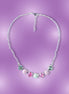 Crystal chain necklace pastel green and pink  ,bright silver