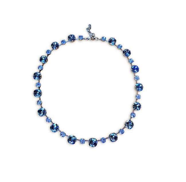 Mixed  style crystal necklace denim blue  ,antique silver