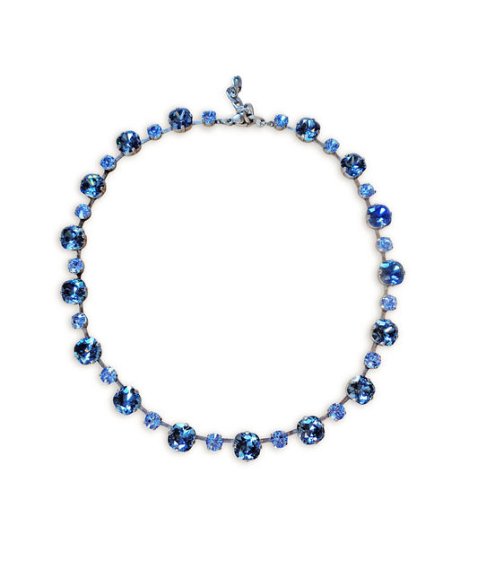 Mixed  style crystal necklace denim blue  ,antique silver
