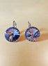 Crystal  rivoli leverback drop earrings, tanzanite,rhodium silver