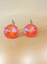 Crystal  rivoli drop earrings,orange glow delite,rhodium silver