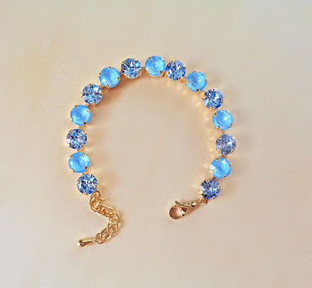 SOMETHING BLUE Swarovski crystal 8mm fancy stone tennis bracelet