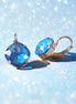 Crystal square drop earrings denim blue,rhodium silver
