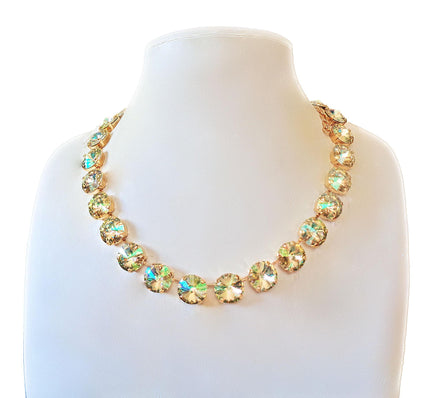 Austrian crystal 12mm rivoli tennis style necklace luminous green