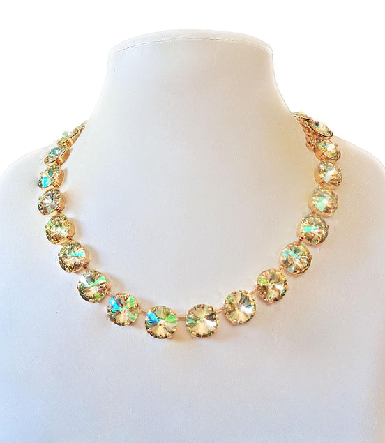 Austrian crystal 12mm rivoli tennis style necklace luminous green