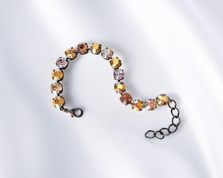 GOLD N BROWN crystal tennis bracelet gold aurum and brown