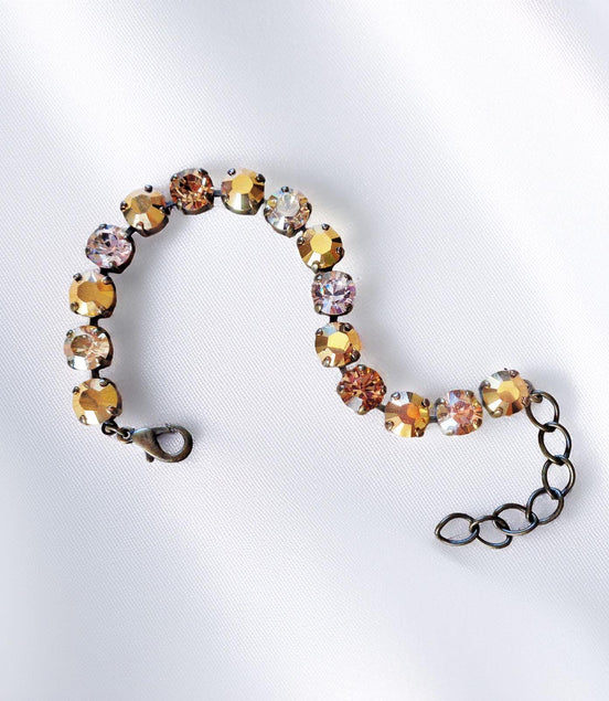 GOLD N BROWN crystal tennis bracelet gold aurum and brown
