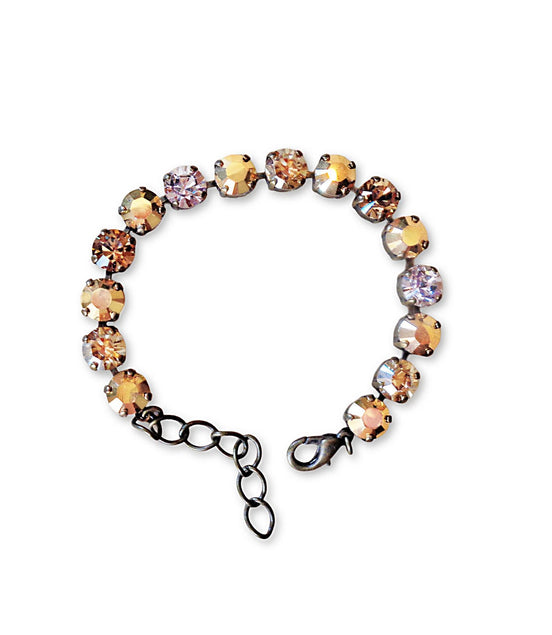 GOLD N BROWN crystal tennis bracelet gold aurum and brown