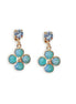 Amazonite and crystal,light blue, floral drop earrings