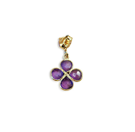 Amethyst and crystal,purple and dark pink floral drop earrings