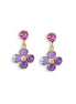 Amethyst and crystal,purple and dark pink floral drop earrings