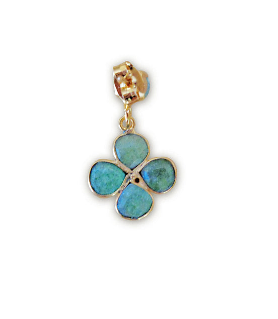 Aventurine and crystal, light green,floral drop earrings