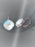 Crystal square drop earrings light grey,rhodim silver