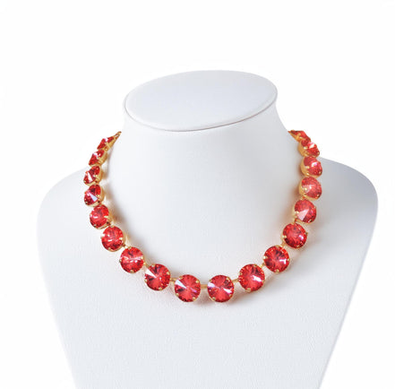 Austrian crystal 12mm rivoli tennis style necklace padparadchsa