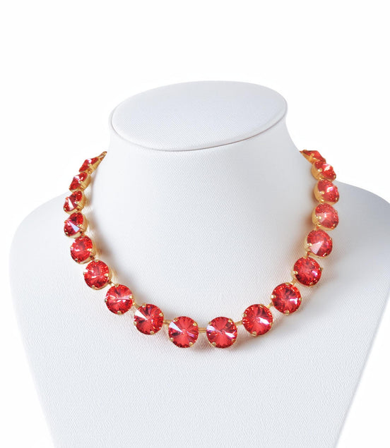 Austrian crystal 12mm rivoli tennis style necklace padparadchsa