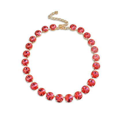 Austrian crystal 12mm rivoli tennis style necklace padparadchsa
