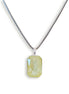 Crystal  large rectangular pendant necklace soft yellow,stainless steel