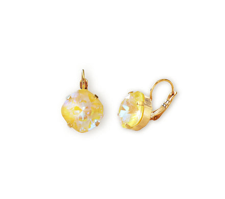 Crystal  square drop earrings sunshine delite,gold plated