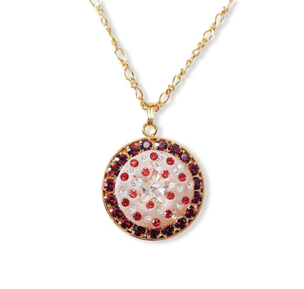 Crystal round pendant ,star design,clear crystal ,24k gold plated