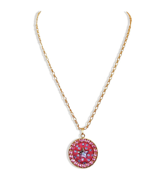 Crystal round pendant ,star design,vitrail light,24k gold plated