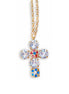 Collier pendentif croix en cristal Swarovski, cristal transparent, plaqué or fin 24 carats