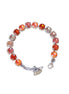 Austrian crystal tennis bracelet  orange and peach ,rhodium silver