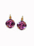 Crystal  square drop earrings amethyst,gold plated