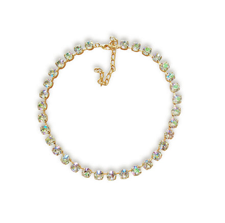 Austrian crystal luminous green colour tennis style choker necklace,18k gold plated