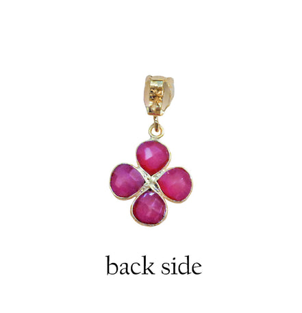 Chalcedony and crystal,fuchsia ,pink floral drop earrings