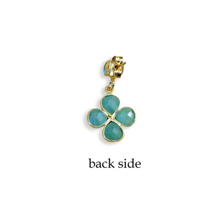 Amazonite and crystal,light blue, floral drop earrings