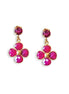 Chalcedony and crystal,fuchsia ,pink floral drop earrings