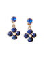 Lapis lazuli and crystal, dark blue, floral drop earrings
