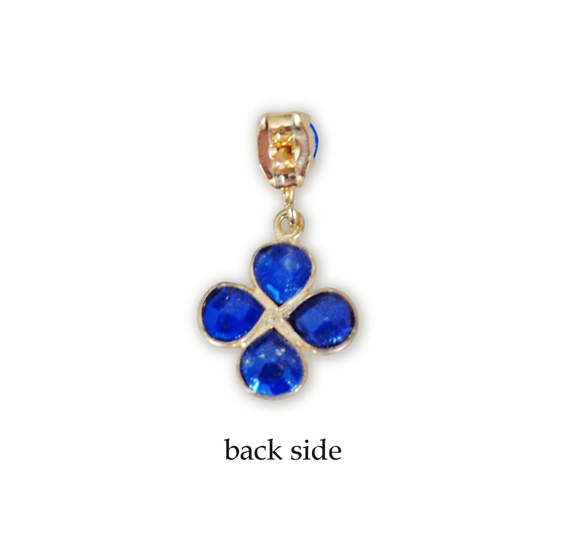 Lapis lazuli and crystal, dark blue, floral drop earrings