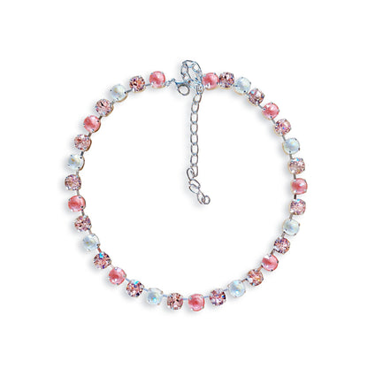 VINTAGE ROSE AESTHETIC Austrian crystal  tennis necklace, vintage rose and white