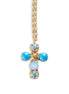 Collier pendentif croix en cristal Swarovski, opale blanche et turquoise, plaqué or fin 24 carats