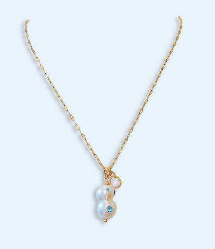 Baroque freshwater pearl pendant , gold stainless steel