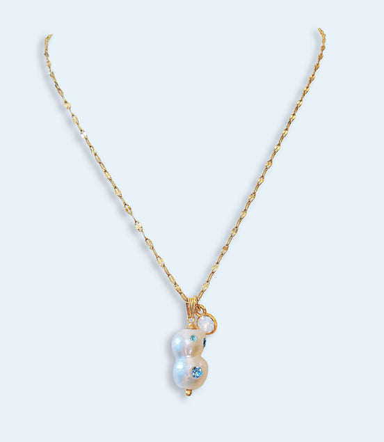 Baroque freshwater pearl pendant , gold stainless steel