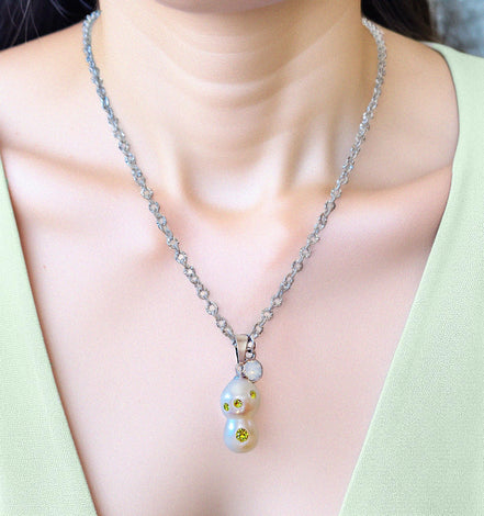 Baroque fresh water pearl pendant necklace,stainless steel
