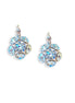 Crystal drop,azure blue ,earrings,rhodium silver