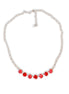 Crystal poppy red ,light siam red  ,chain necklace,rhodium silver