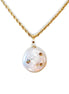 Freshwater pearl  pendant,with golden topaz crystal,gold plated