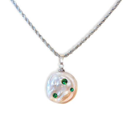 Freshwater pearl pendant necklace,stainless steel