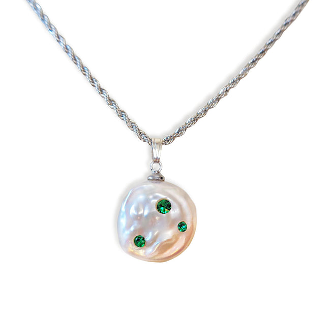 Freshwater pearl pendant necklace,stainless steel