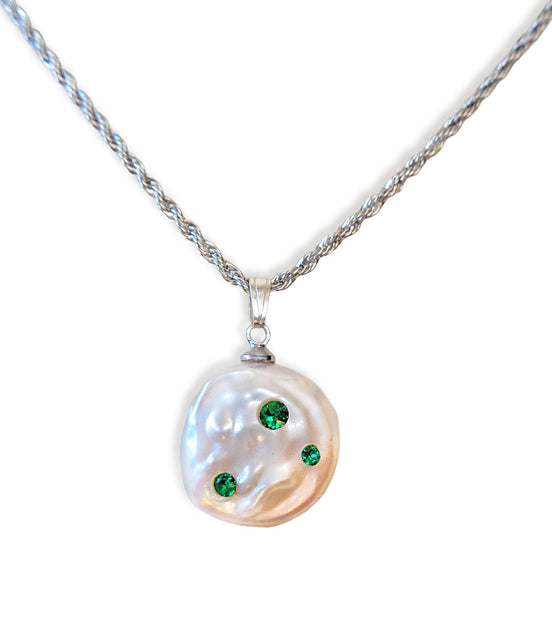 Freshwater pearl pendant necklace,stainless steel
