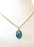 Crystal oval drop  pendant necklace,royal green