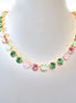 ROSE GARDEN crystal  tennis  necklace, erinite/light rose,gold plated
