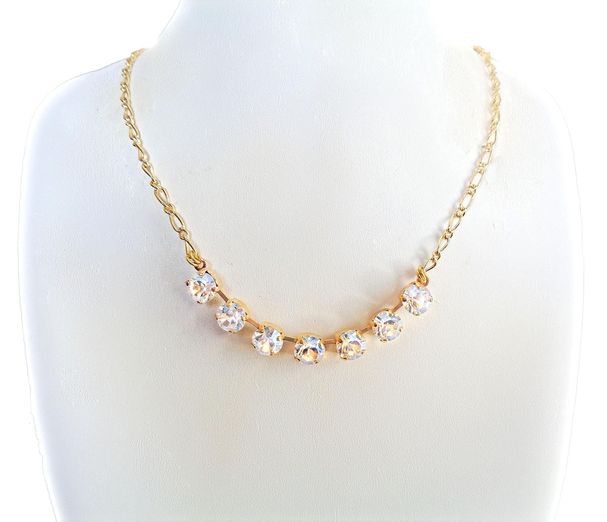 Crystal chain necklace crystal moonlight ,gold plated