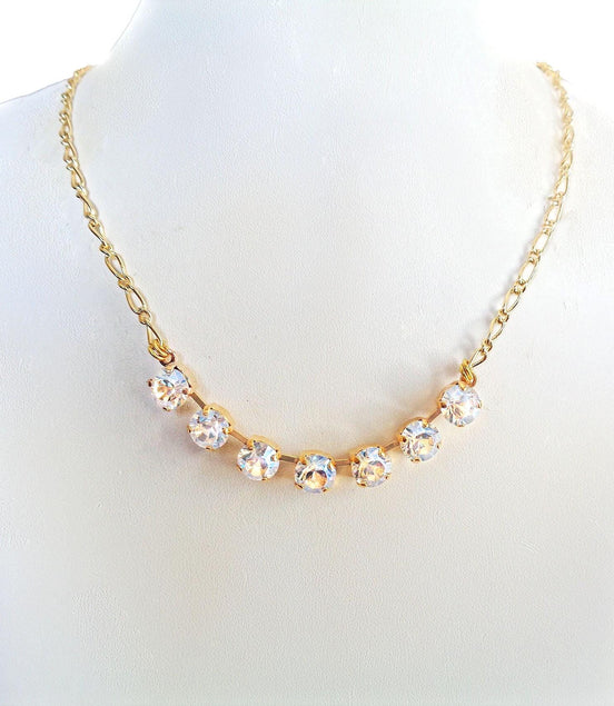 Crystal chain necklace crystal moonlight ,gold plated
