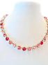 PEACH GLOW  crystal tennis necklace peach,red,rhodium silver