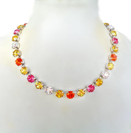 LEMON SUNDAE Austrian crystal  tennis necklace, multicolour ,rhodium silver plated